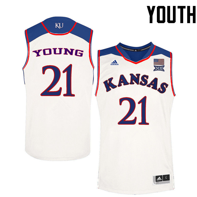 Youth Kansas Jayhawks #21 Clay Young College Basketball Jerseys-White